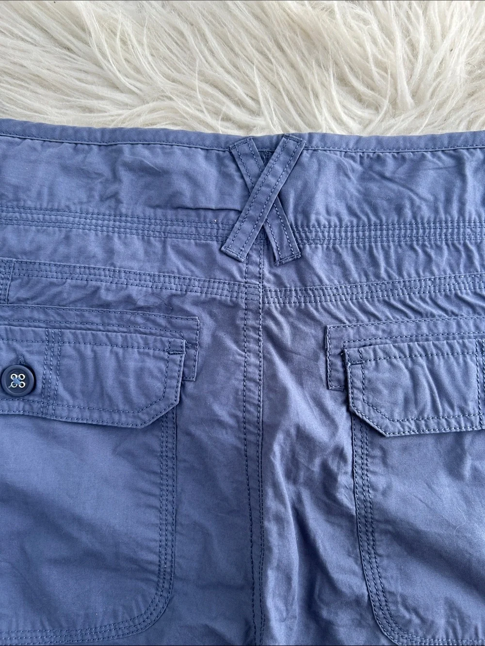 Casual Blue Cropped & Cuffed Lightweight Cargo Pants